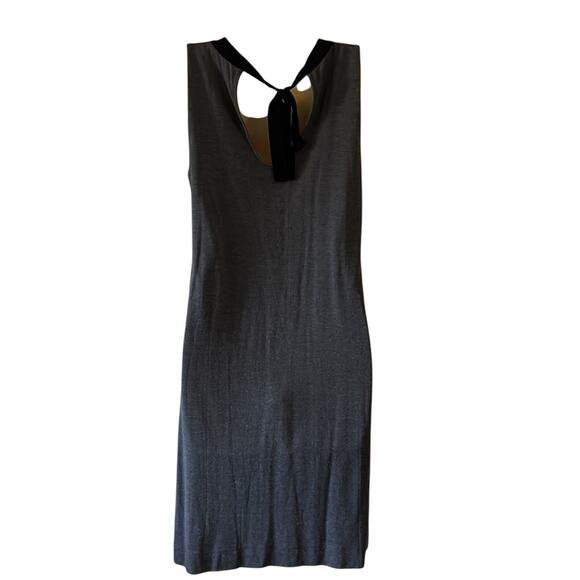 Loft Ann Taylor Gray Sleeveless Knit Dress Woman Size Small Beaded Neck Lined - Picture 3 of 9